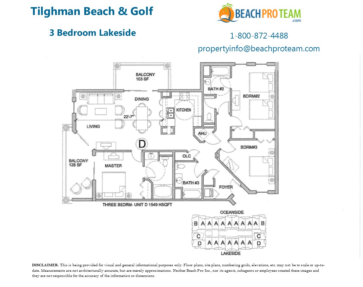 Tilghman Beach & Golf Floor Plan D - 3 Bedroom Lakeside Corner